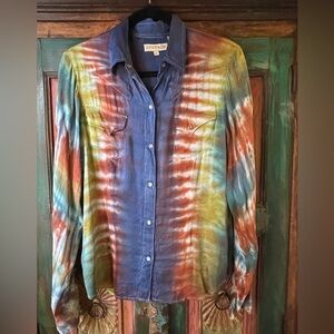 🪶Stetson Women’s Silk Tie Dye Shirt M🪶
